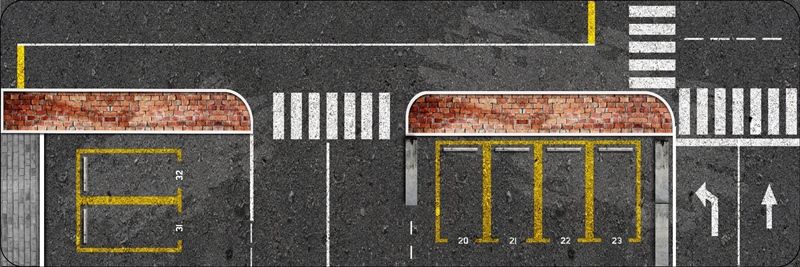 Diorama mặt đường/ bãi đỗ xe parking in PP cán mờ chống nước bụi bẩn khổ dài 20x60cm cho xe mô hình 1:64 DR030