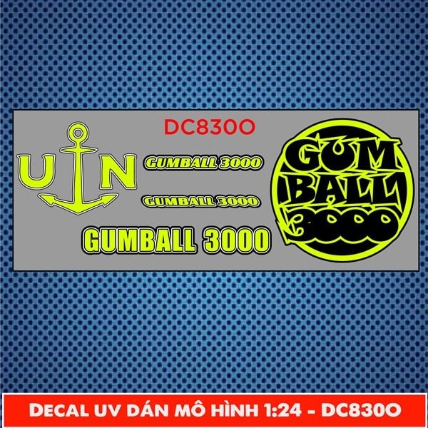 Decal UV sự kiện Gumball 3000 cho mô hình ô tô tỉ lệ 1:24 dán tất cả nền màu Autono1 DC830