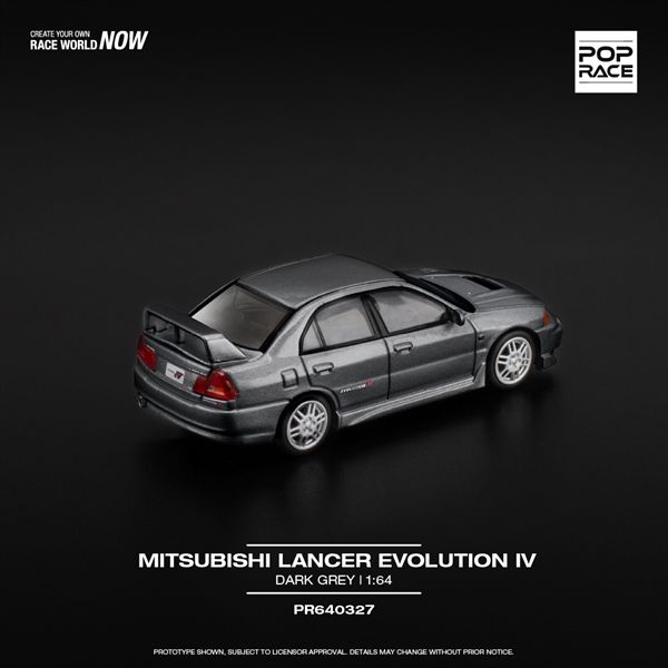 Mô hình xe Mitsubishi Lancer Evolution Iv Dark Grey tỉ lệ 1:64 PopRace PR640327