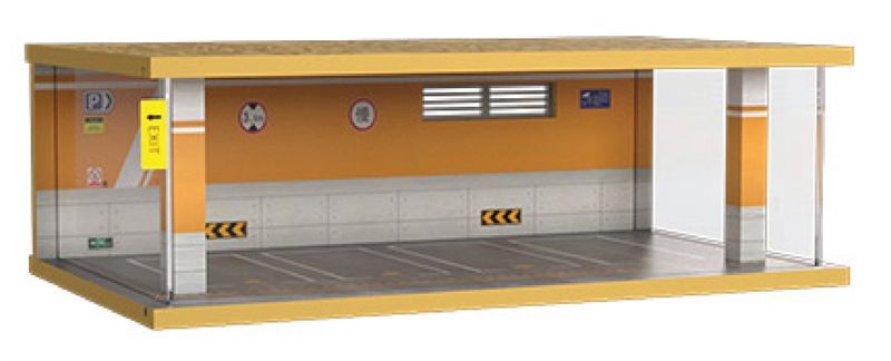 Hộp trưng bày gỗ bãi đỗ 4 xe ô tô tỉ lệ 1:32 - có đèn - có mica 36x21.5x12cm PK383 PT2040-733