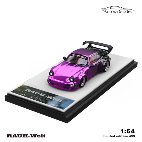Mô hình xe Porsche 964 Rauh-Welt Gradient Purple/Black Limited 499 pcs tỉ lệ 1:64 Aurora model AM640865