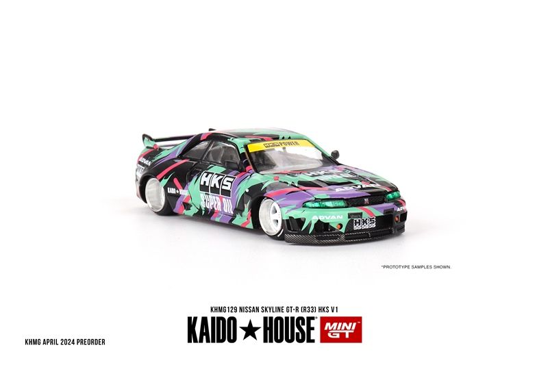 Mô hình xe Nissan skyline GT-R R33 HKS V1 KAIDO HOUSE tỉ lệ 1:64 KHMG129