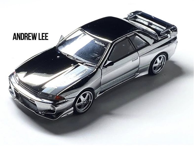 Mô hình xe Nissan Skyline GT-R (R32) VeilSide Combat C-I Chrome – Hobby Expo China 2025 tỉ lệ 1:64 MiniGT MGT00979