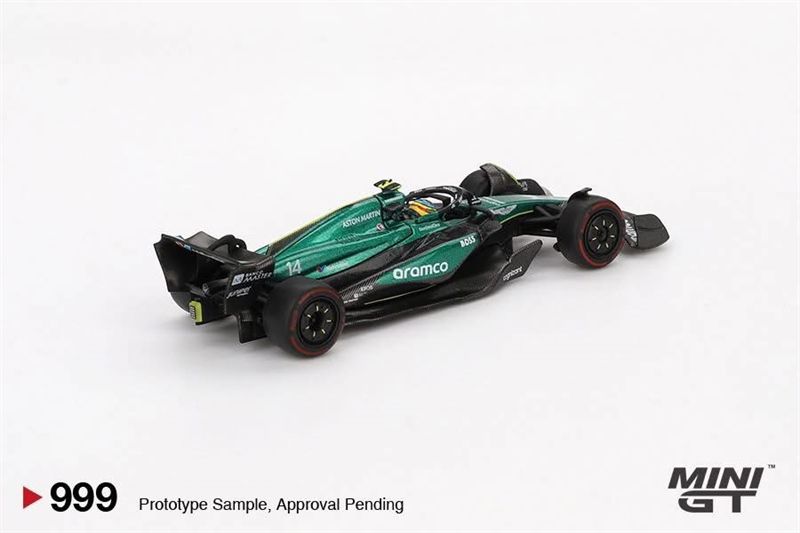 Mô hình xe Aston Martin AMR24 #14 Fernando Alonso 2024 F1 2024 Bahrain GP card tỉ lệ 1:64 MiniGT MGT00999