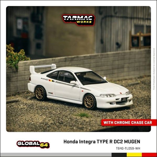 Mô hình xe Honda Integra TYPE R DC2 MUGEN, Championship White tỉ lệ 1:64 Tarmac Works T64G-TL059-WH