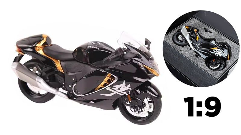 Mô hình xe Suzuki Hayabusa 1300 hộp quà tặng có nam châm tỉ lệ 1:9 Huayi Alloy MT09001