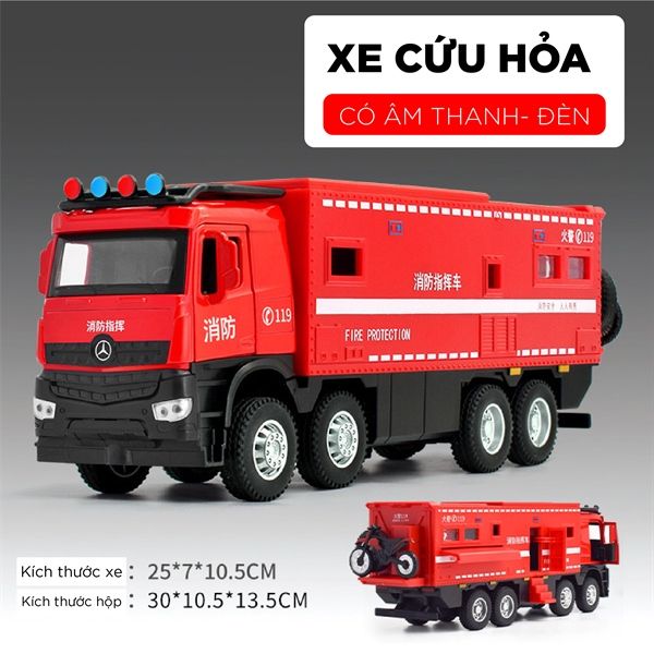Mô hình xe ô tô cứu hộ Mercedes Benz Off road Across 8x8 có xe đi kèm - full open - âm thanh - đèn tỉ lệ 1:32 Newao model OT32047
