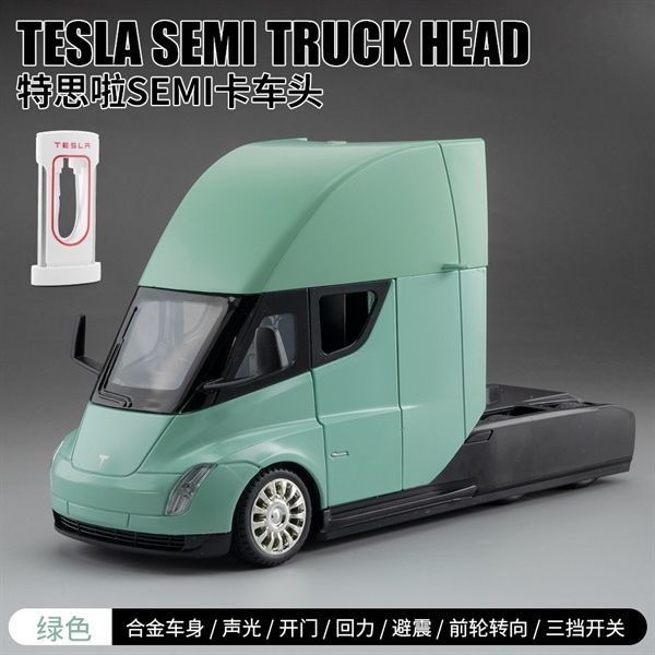 Mô hình xe đầu kéo Tesla Semi Truck full open, có phụ kiện đi kèm tỉ lệ 1:24 XHD Model OT24069