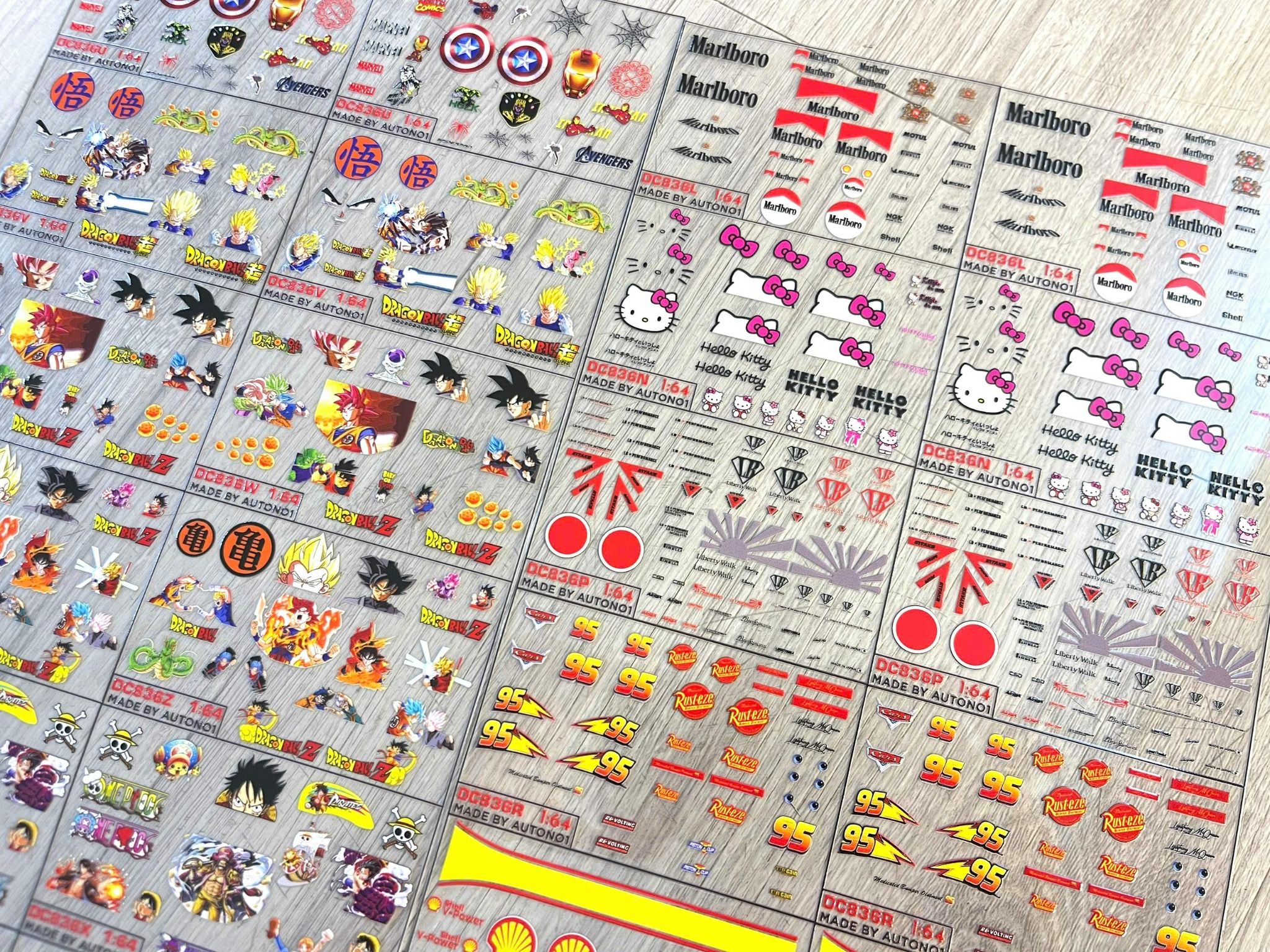 Decal UV hãng - hoạt hình cho mô hình tỉ lệ 1:64 dán tất cả nền màu Autono1 DC836