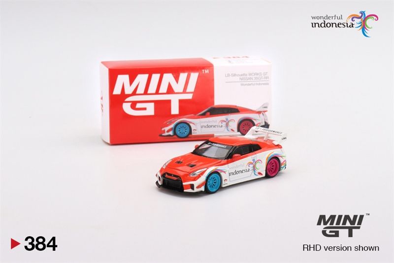 Mô hình xe LB-Silhouette WORKS GT NISSAN 35GT-RR Ver.1 Wonderful Indonesia tỉ lệ 1:64 bản card MGT00384-R