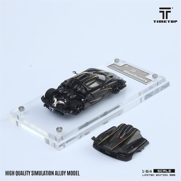 Mô hình xe Koenigsegg One:1 Carbon fiber yellow line tỉ lệ 1:64 Time top TT644805