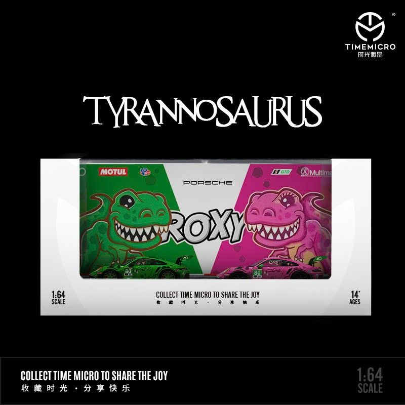 Mô hình xe Porsche 911 (992) GT3 Tyrannosaurus ROXY pink tỉ lệ 1:64 Time micro TM644616