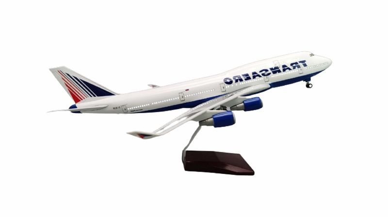 Mô hình máy bay Transaero Boeing B747 có đèn led tự động theo tiếng vỗ tay hoặc chạm 47cm MB47033