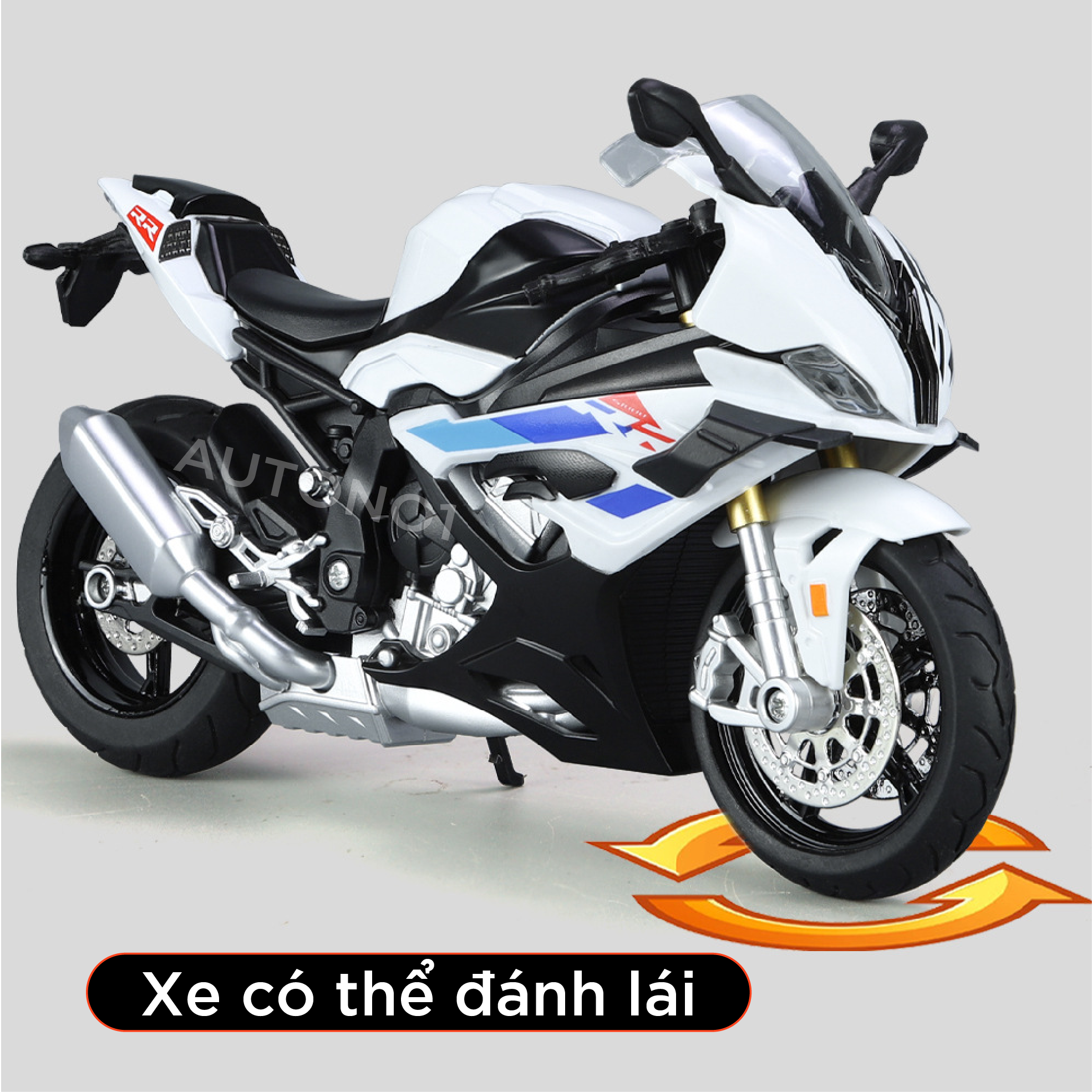 Mô hình xe BMW S1000RR 2024 có cánh gió tỉ lệ 1:12 Huayi Alloy MT070