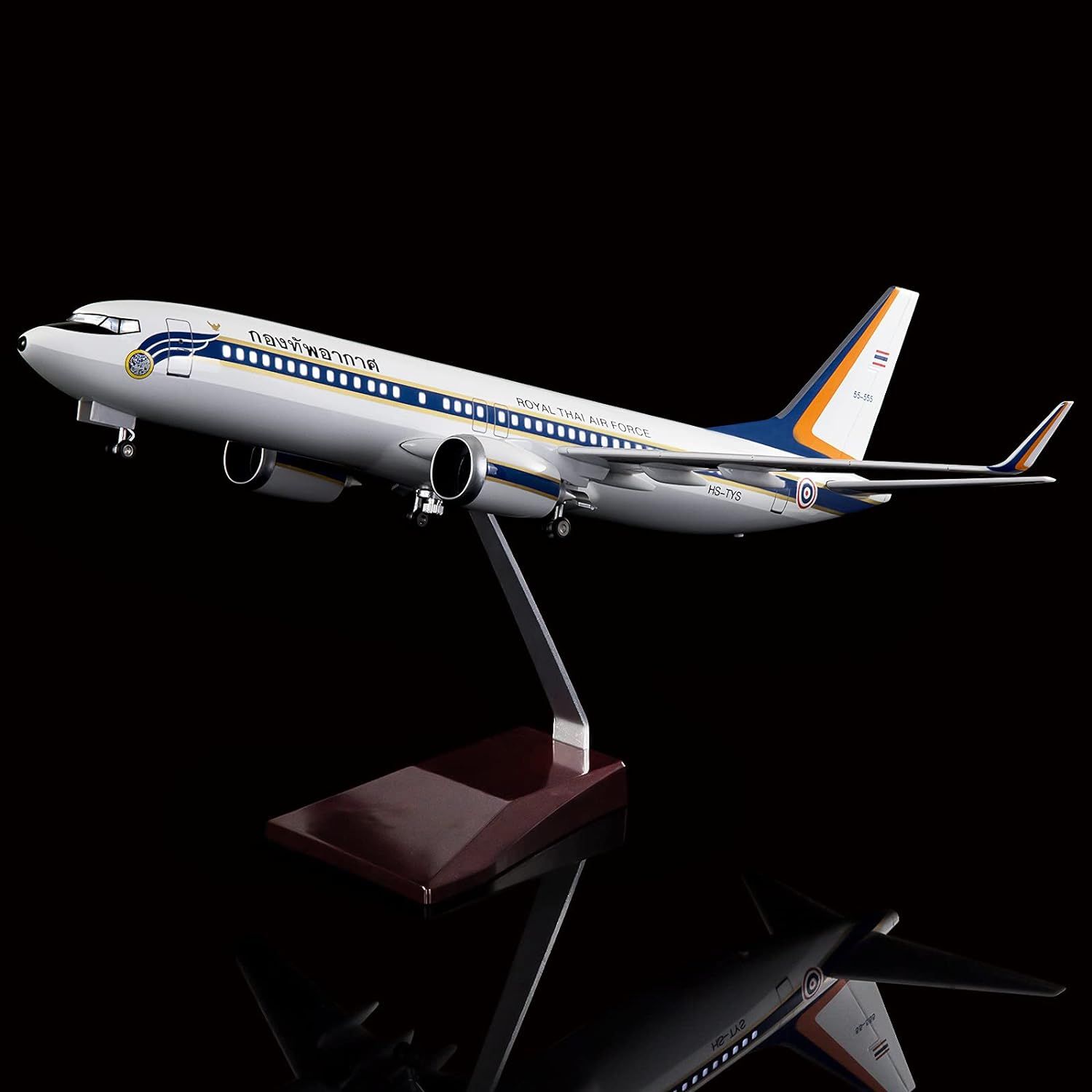 Mô hình máy bay Thủ tướng Thái Lan President of Thailand Boeing B737 47cm có đèn led tự động theo tiếng vỗ tay hoặc chạm MB47058