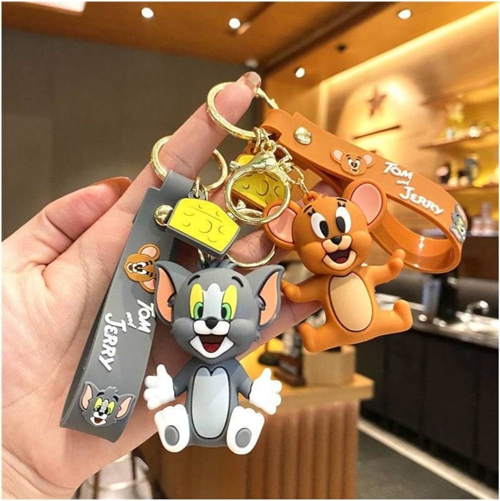 Móc khóa nhựa dẻo - silicon mèo và chuột Tom & Jerry MK026