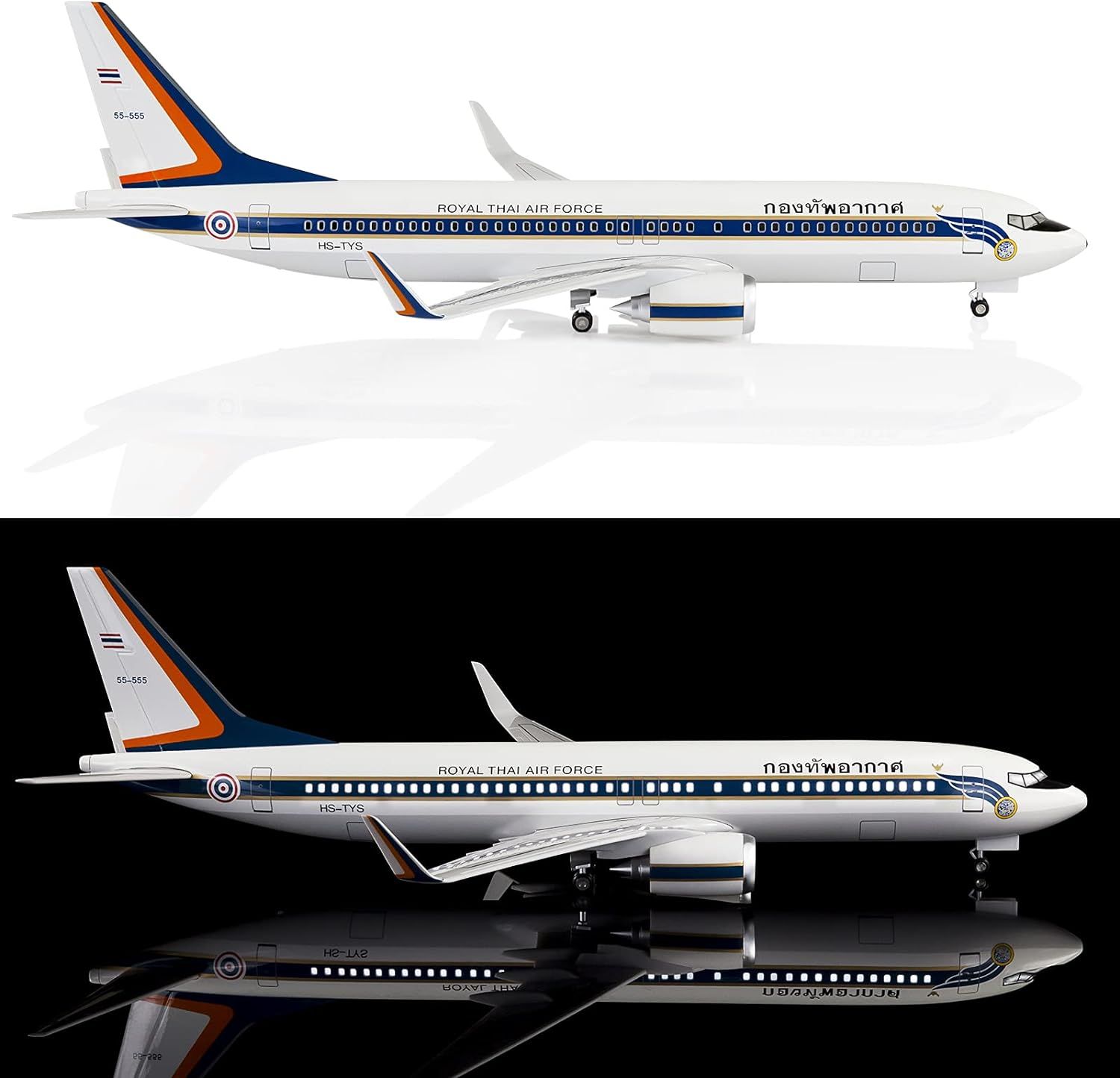  Mô hình máy bay Thủ tướng Thái Lan President of Thailand Boeing B737 47cm có đèn led tự động theo tiếng vỗ tay hoặc chạm MB47058 