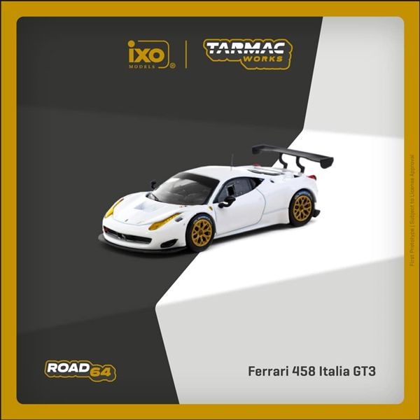 Mô hình xe Ferrari 458 Italia GT3 White tỉ lệ 1:64 Tarmac T64R-074-WH