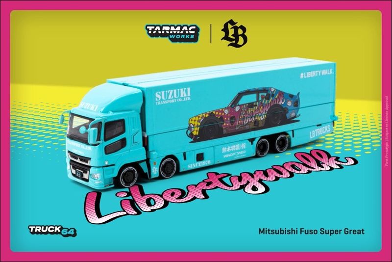 Mô hình xe Mitsubishi Fuso Super Great LB-TRUCKS tỉ lệ 1:64 Tarmac Works T64T-TL001-LBS