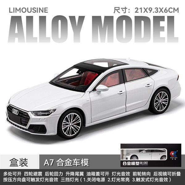 Mô hình xe Audi A7 full open, đánh lái được, có đèn và âm thanh tỉ lệ 1:24 Chezhi OT420