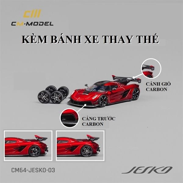 Mô hình xe Koenigsegg Jesko có bánh thay thế - hộp mica tỉ lệ 1:64 CM model CM64-JESKO-03