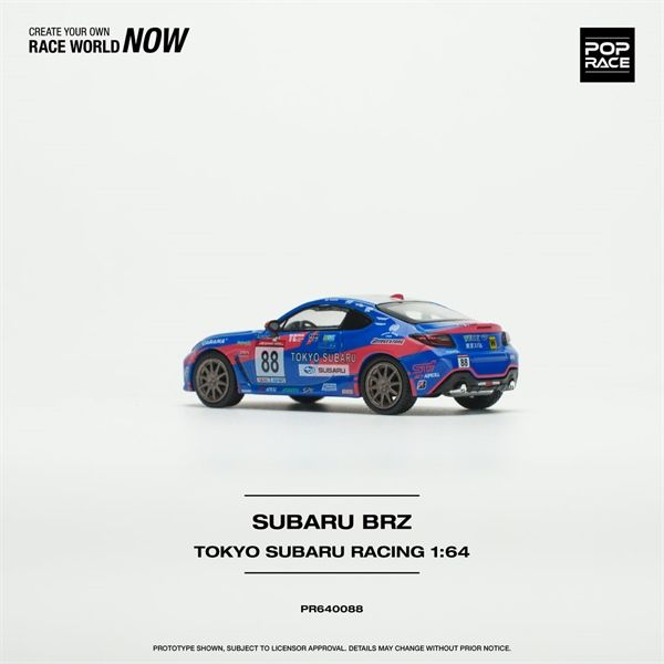 Mô hình xe Subaru BRZ Tokyo subaru racing #88 2024 tỉ lệ 1:64 Poprace PR640088