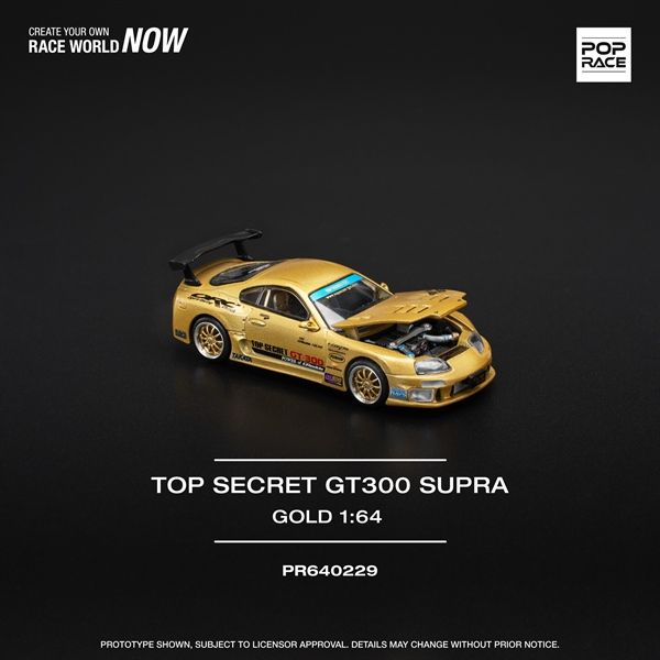 Mô hình xe Toyota Supra (A80) Top Secret GT-300 Top Secret Gold tỉ lệ 1:64 Poprace PR640229