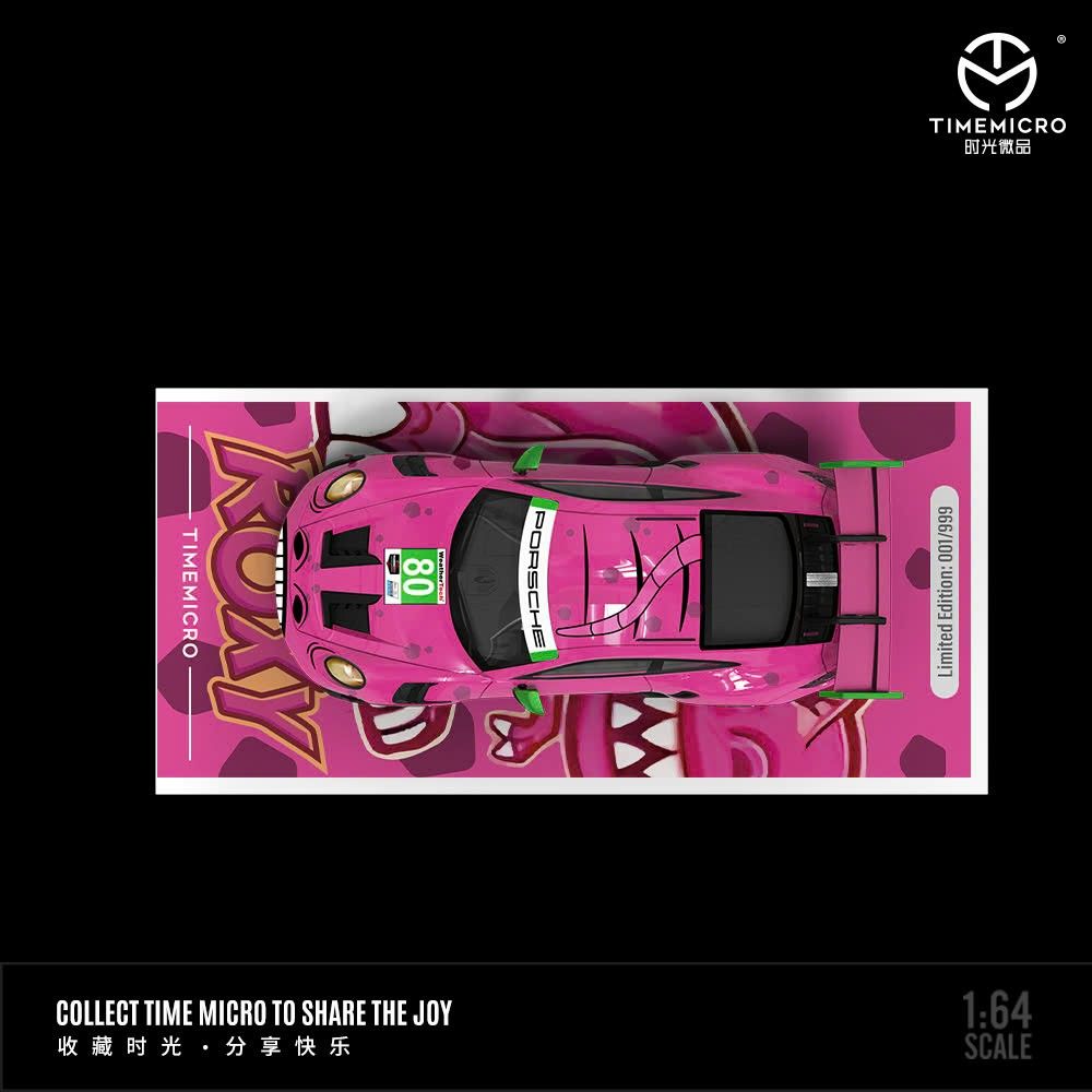 Mô hình xe Porsche 911 (992) GT3 Tyrannosaurus ROXY pink tỉ lệ 1:64 Time micro TM644616