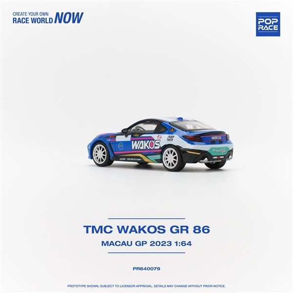 Mô hình xe Toyota GR86 - TMC Wakos Macau GP 2023 tỉ lệ 1:64 Poprace PR640079