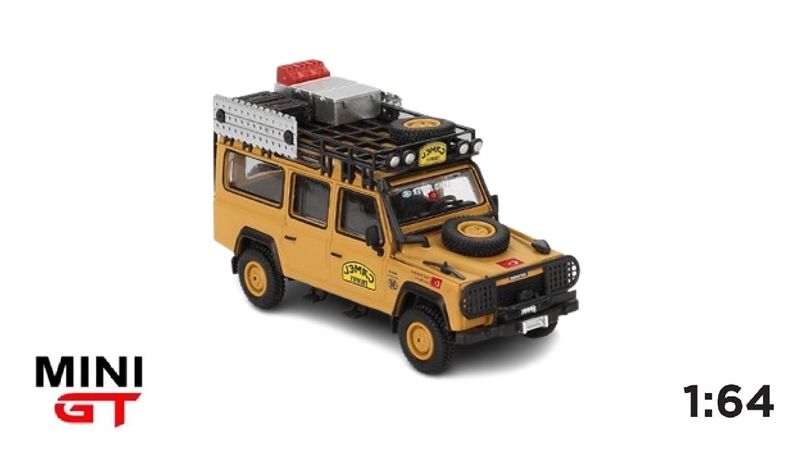 Mô hình xe Land Rover Defender 110 1989 camal trophy amazon team Turkey tỉ lệ 1:64 MiniGT MGT00856-BL
