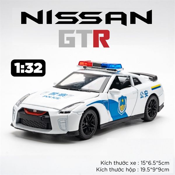 Mô hình xe Nissan GTR R35 Police full open tỉ lệ 1:32 Alloy Model OT515