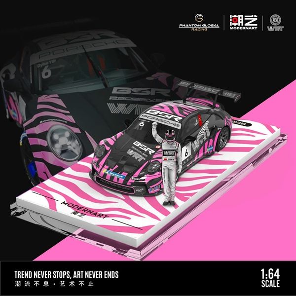Mô hình xe Porsche 911 GT3 Carrera Cup HEC Event 2025 tỉ lệ 1:64 ModernArt& WRT MD647304