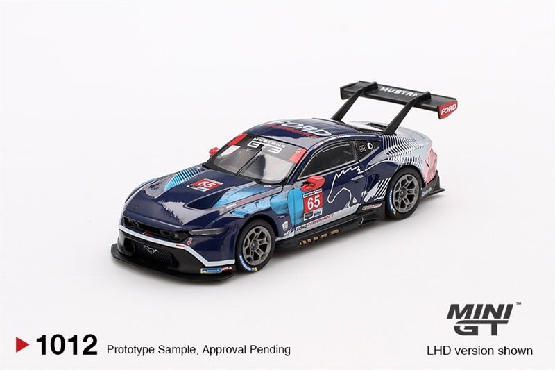 Mô hình xe Ford Mustang GT3 #65 Ford Multimatic Motorsports 2024IMSA Daytona 24 Hrs bản Card tỉ lệ 1:64 MiniGT MGT01012