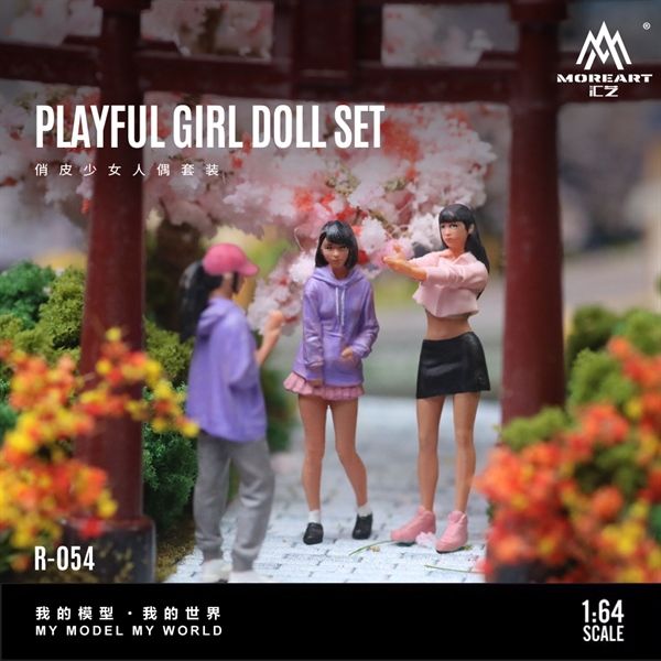 Mô hình nhân vật figure bộ 3 nhân vật nữ chụp tạo dáng playful girl resin tỉ lệ 1:64 MoreArt MO223054