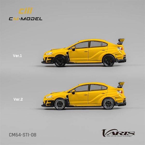 Mô hình xe Subaru STI Varis Widebody 1.0 Yellow có bánh xe thay thế tỉ lệ 1:64 CM model CM64-STI-08
