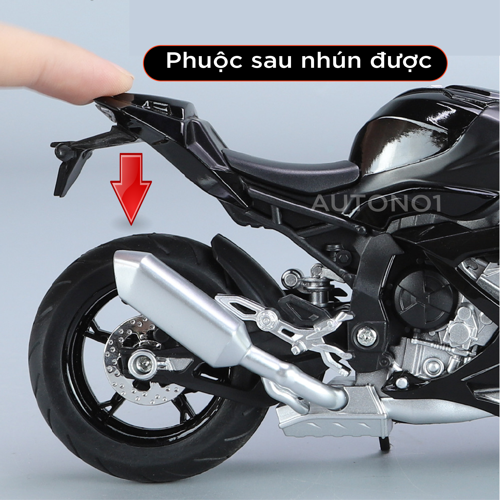 Mô hình xe BMW S1000RR 2024 có cánh gió tỉ lệ 1:12 Huayi Alloy MT070