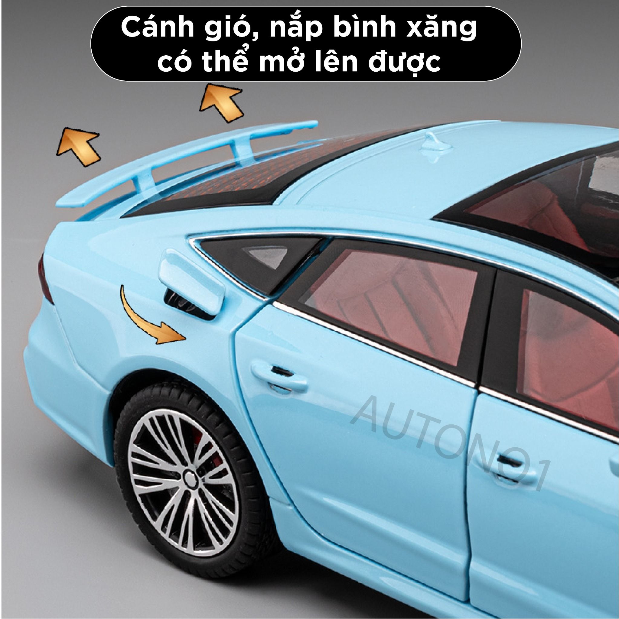 Mô hình xe Audi A7 full open, đánh lái được, có đèn và âm thanh tỉ lệ 1:24 Chezhi OT420