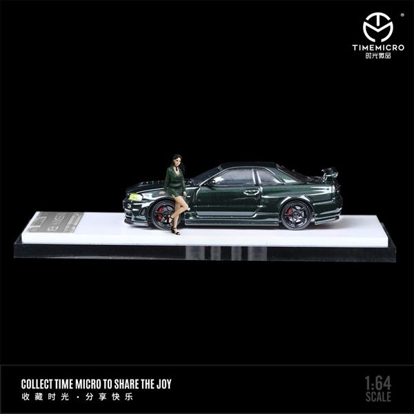 Mô hình Nissan Skyline GTR34 Z-tune Dark Green tỉ lệ 1:64 Time Micro TM643432
