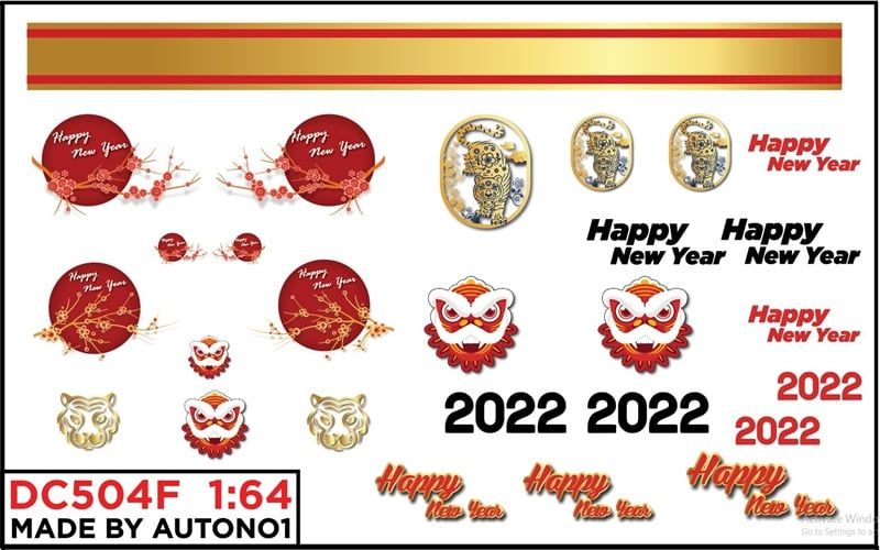  Decal nước Happy New Year 2022 - Tiger 1:64 Autono1 DC504f 