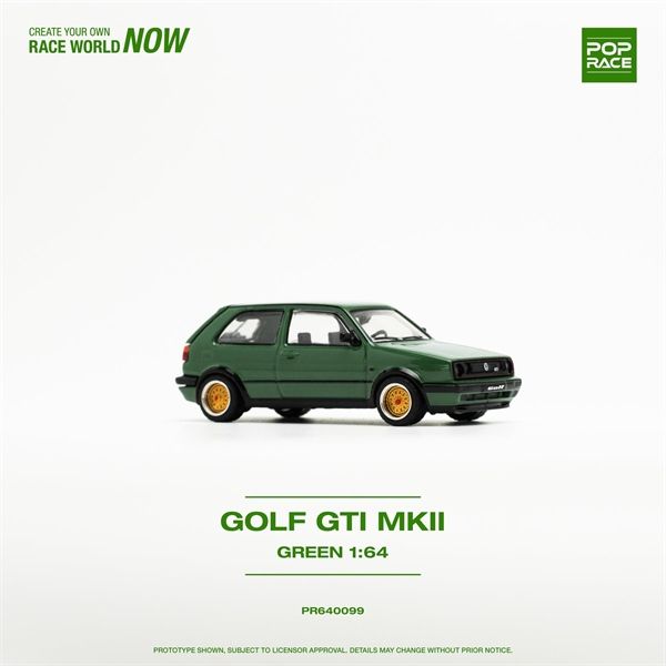 Mô hình xe Volkwagen Golf GTI MK2 Oak Green mở cốp sau tỉ lệ 1:64 Poprace PR640099