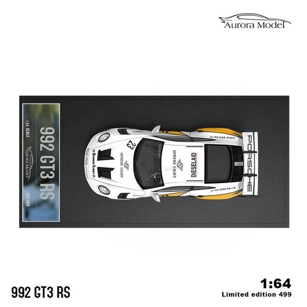 Mô hình xe Porsche 992 GT3 RS 5 five X #23 Lightning Livery tỉ lệ 1:64 Aurora model AM644620