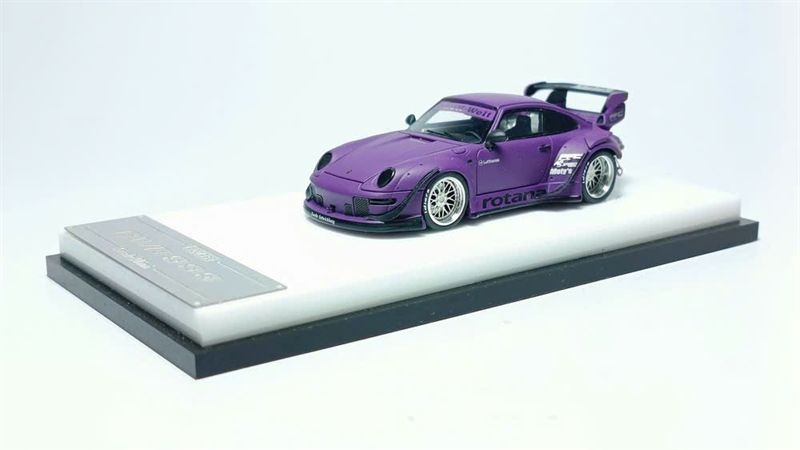 Mô hình xe Porsche RWB993 resin model car, matte purple (low spoiler version) tỉ lệ 1:64 ScaleMini