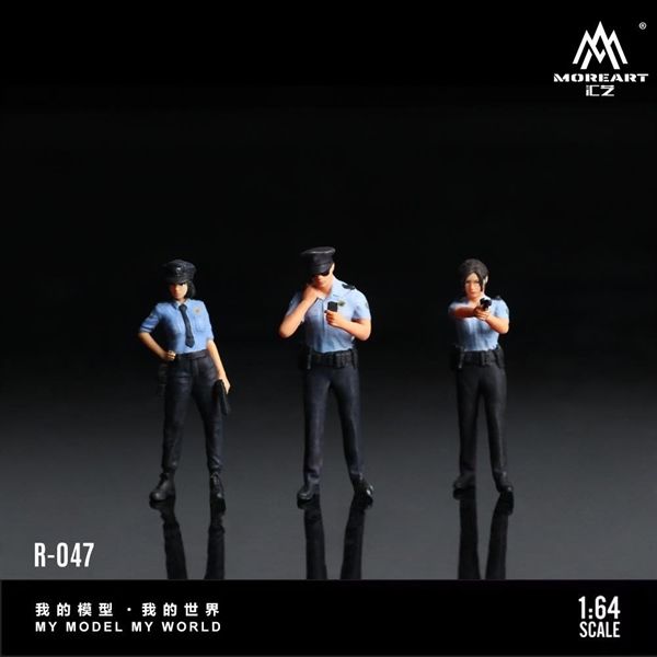 Mô hình nhân vật figure cảnh sát 3 người Attendance Police Doll Set Simulation Resin Model tỉ lệ 1:64 Moreart MO223047