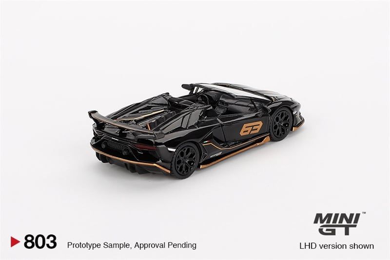 Mô hình xe Lamborghini Aventador SVJ 63 Roadster Nero Aldebaran card tỉ lệ 1:64 MiniGT MGT00803-BL