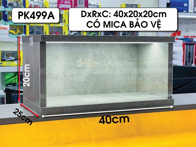 Phụ kiện hộp trưng bày gỗ MDF mica màu xi măng dày 18ly có đèn cho mô hình các thể loại PK499