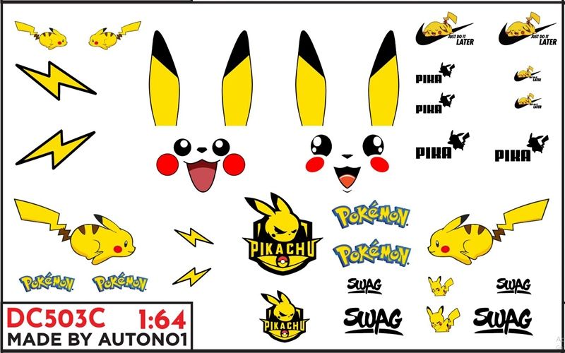 DECAL NƯỚC DECAL NƯỚC PIKACHU 1:64 AUTONO1 DC503C