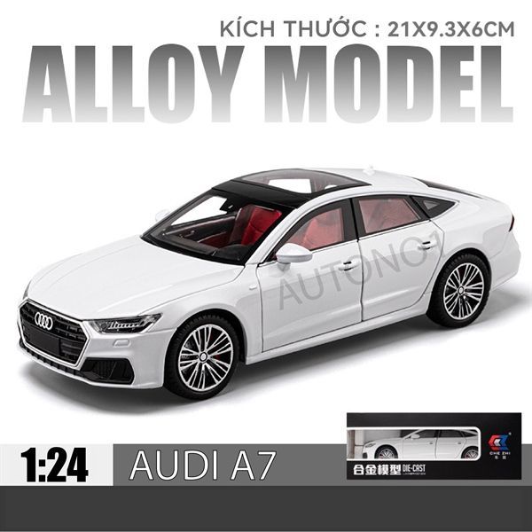 Mô hình xe Audi A7 full open, đánh lái được, có đèn và âm thanh tỉ lệ 1:24 Chezhi OT420
