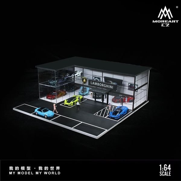 Hộp trưng bày mô phỏng Lamborghini Store Lighting Scene Model tỉ lệ 1:64 More Art MO936013