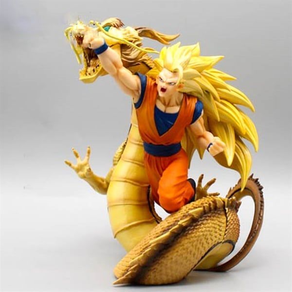 Mô hình nhân vật Dragonball Songoku Super Saiyan 3 và Rồng thần 20cm FG169