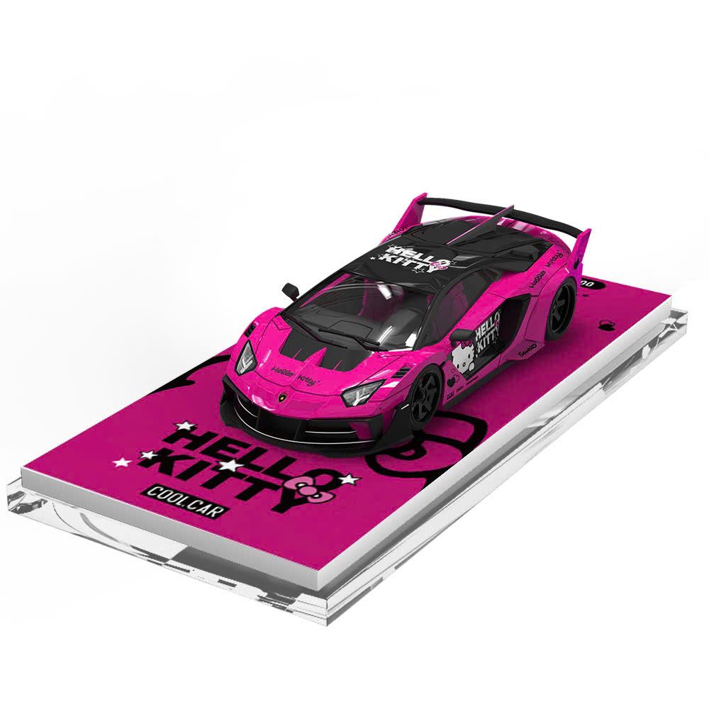 Mô hình xe Lamborghini LBWK Aventador GT EVO Hello kitty dark pink tỉ lệ 1:64 Cool Car CC643826